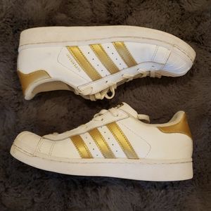 Adidas Superstar White and Gold Shoe Sneaker